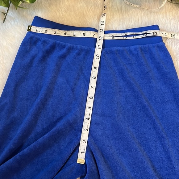 JUICY COUTURE Electric Blue Vintage High Waist Wide Leg Velour Cropped Pant - Picture 7 of 8